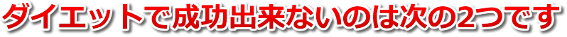 ダイエットで成功出来ないのは次の2つです