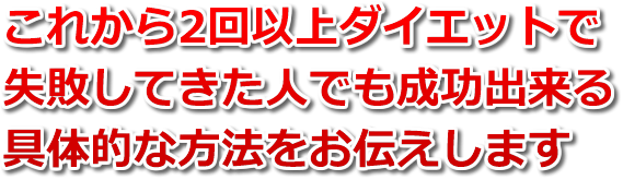 これから2回以上ダイエットで失敗してきた人でも成功出来る具体的な方法をお伝えします