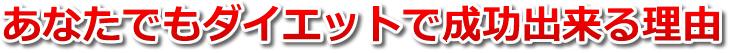 あなたもダイエットで成功出来る理由