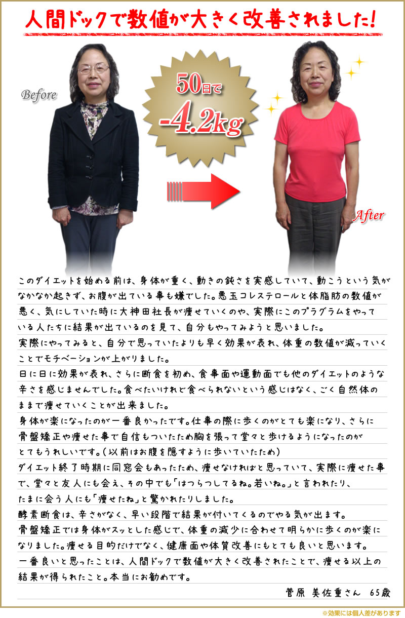 人間ドックで数値が大きく改善されました！